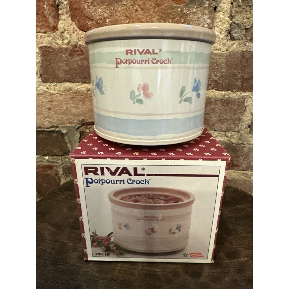 Vintage 1988 Rival Electric Potpourri Crock Pot 3206 Floral Around Works Great